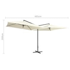 Greatstore Dvojni senčnik z jeklenim drogom 250x250 cm peščeno bel