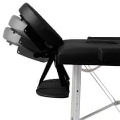 Vidaxl Črna zložljiva masažna miza z 3 območji in aluminjastim okvirjem