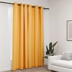 shumee Zatemnitvena zavesa z obročki videz platna rumena 290x245 cm