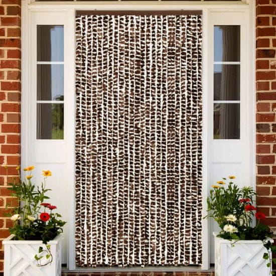 Vidaxl Zavesa proti mrčesu rjava in bela 100x220 cm šenilja