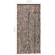 Vidaxl Zavesa proti mrčesu rjava in bela 100x220 cm šenilja