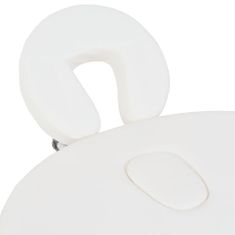 shumee Zložljiva masažna miza debelina 4 cm z 2 blazinama ovalna bela