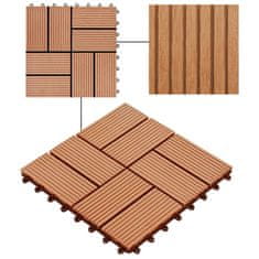 Vidaxl Talne plošče 22 kosov 30x30 cm 2 m2 WPC barva tikovine