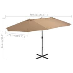 Vidaxl Zunanji senčnik z aluminijastim drogom 460x270 cm taupe