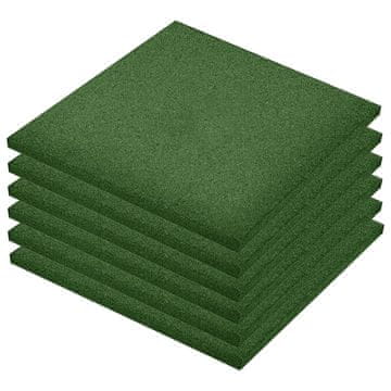 Vidaxl Zaščitne plošče 6 kosov guma 50x50x3 cm zelene