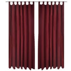 Vidaxl 2 kosa bordo satenasih zaves z obročki 140 x 225 cm