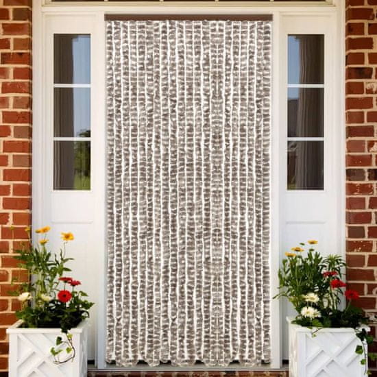 Vidaxl Zavesa proti mrčesu taupe in bela 90x220 cm šenilja