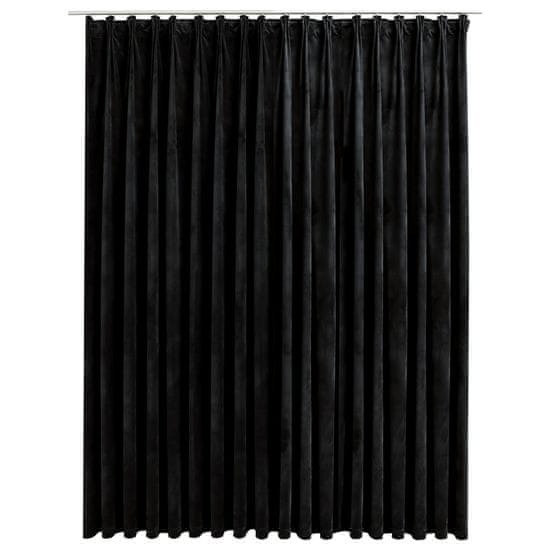 Vidaxl Zatemnitvena zavesa z obešali žametna črna 290x245 cm