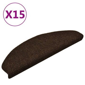 Vidaxl Preproge za stopnice, samolepilne, 15 kosov, 65x21x4 cm, rjave, polkrožne, velike