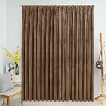 Vidaxl vidaXL Zatemnitvena zavesa s kavlji, žamet, bež, 290x245 cm