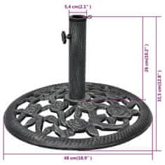 Vidaxl Stojalo za Senčnik Lito Železo 12 kg 48 cm