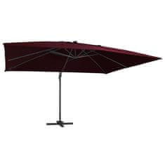 Vidaxl Vrtni senčnik z LED lučkami bordo rdeč 400x300 cm