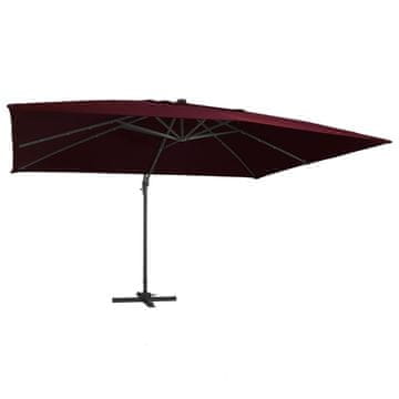 Vidaxl Vrtni senčnik z LED lučkami bordo rdeč 400x300 cm