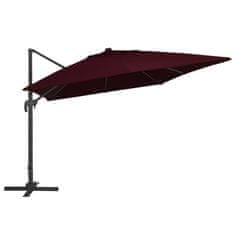Vidaxl Vrtni senčnik z LED lučkami bordo rdeč 400x300 cm
