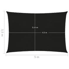 Vidaxl Senčno jadro 160 g/m² črno 3,5x5 m HDPE