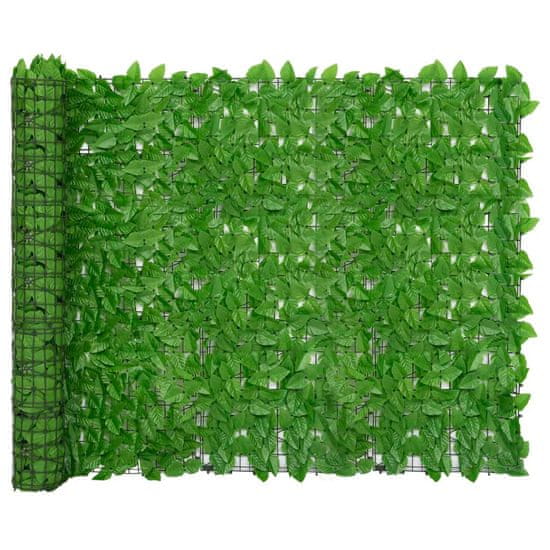 Greatstore Balkonsko platno z zelenim listjem 600x150 cm