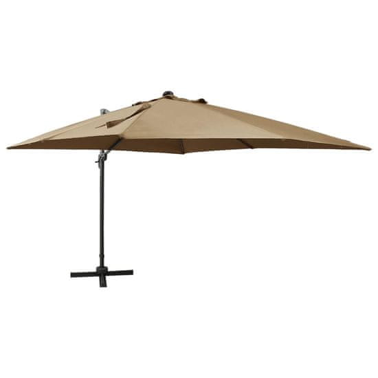 Vidaxl Vrtni senčnik z LED lučkami taupe 300 cm