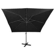 Vidaxl Vrtni senčnik z LED lučkami črn 300 cm