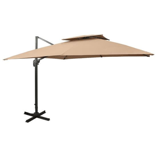 Greatstore Vrtni senčnik z dvojno streho 300x300 cm taupe | mimovrste=)