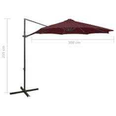 Vidaxl Vrtni senčnik z LED lučkami bordo rdeč 300 cm