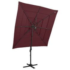 Vidaxl Senčnik aluminij bordo rdeč 250x250 m