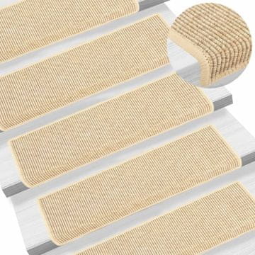 Vidaxl Stopniščne preproge 15 kosov 65x21x4 cm svetlo bež pravokotni rob