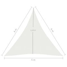 Vidaxl Senčno jadro 160 g/m2 belo 5x6x6 m HDPE