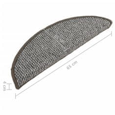 Vidaxl Preproge za stopnice 15 kosov sive 65x25 cm