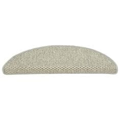 Greatstore Samolepilne preproge za stopnice sisal 15 kosov 56x20 cm sive