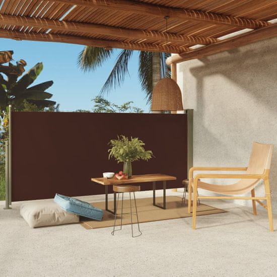 Greatstore Zložljiva stranska tenda za teraso 140x300 cm rjava