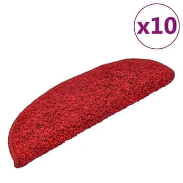 Vidaxl Stopniščne preproge 10 kosov 65x21x4 cm rdeče polkrožne velike