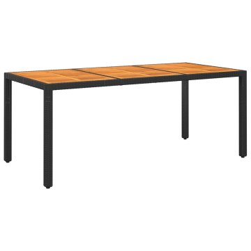 Vidaxl Vrtna miza 190x90x75 cm akacijev les in poli ratan črna