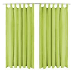 Vidaxl Zavese iz mikro satena 2 kosa z zankami 140x175 cm zelene barve