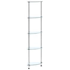 Vidaxl Polica 5-nadstropna prozorna 30x30x130 cm kaljeno steklo