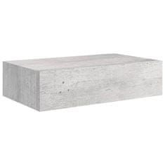Vidaxl Stenska polica s predalom betonsko siva 40x23,5x10 cm mediapan