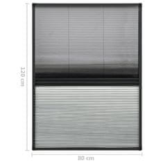 Greatstore Plise komarnik za okna aluminij 80x120 cm s senčilom