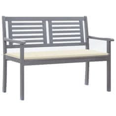 shumee vidaXL Vrtna klop za 2 osebi z blazino 120 cm siv evkaliptusov les