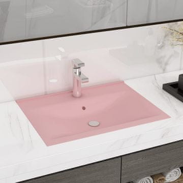 Vidaxl vidaXL Umivalnik z odprtino za pipo mat roza 60x46 cm keramičen