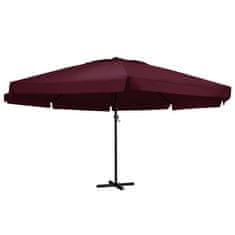 Vidaxl Zunanji senčnik z aluminijastim drogom 600 cm bordo rdeč