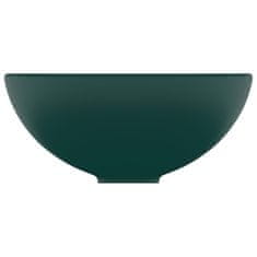 Vidaxl Razkošen umivalnik okrogel mat temno zelen 32,5x14 cm keramičen
