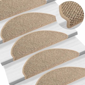 Vidaxl Samolepilne preproge za stopnice sisal 15 kosov 65x25 cm