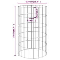 Vidaxl Okrogle visoke grede gabion 3 kosi pocinkano jeklo Ø30x50 cm