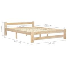 Vidaxl Posteljni okvir iz trdne borovine 120x200 cm