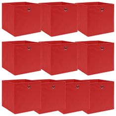 Greatstore Škatle za shranjevanje 10 kosov rdeče 32x32x32 cm blago