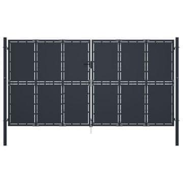 Vidaxl Vrtna vrata iz jekla 400x175 cm antracitna