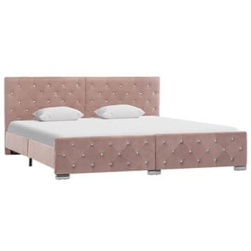 Vidaxl Posteljni okvir roza žamet 180x200 cm