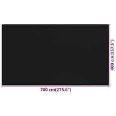 Vidaxl Preproga za šotor 400x700 cm črna HDPE