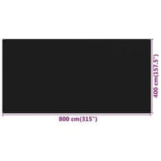 Vidaxl Preproga za šotor 400x800 cm črna HDPE