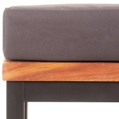 Vidaxl Stolček za noge z blazino 66x66x36 cm trdna akacija temno siv