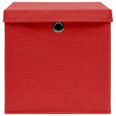 shumee Škatle za shranjevanje s pokrovi x 10 rdeče 32x32x32 cm blago